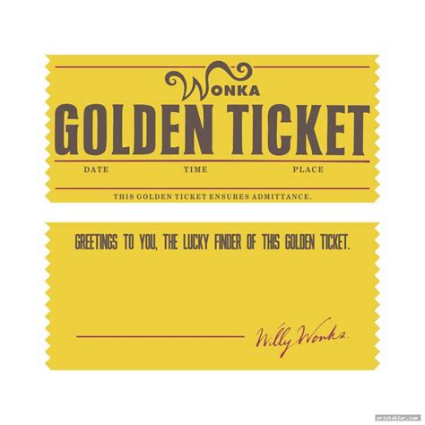 Willy Wonka Golden Ticket Template Download
