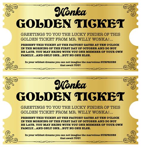Willy Wonka Printable Golden Ticket