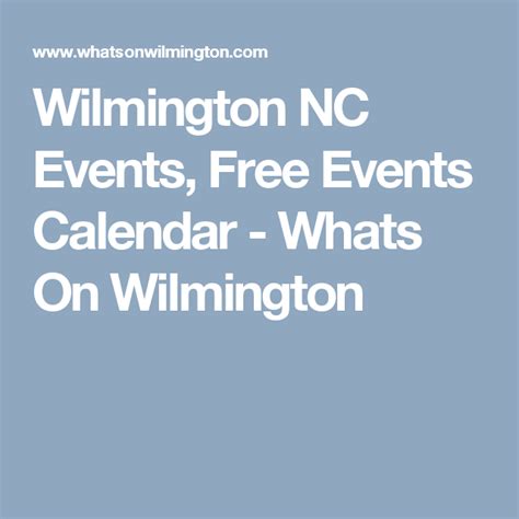 Wilmington Events Calendar