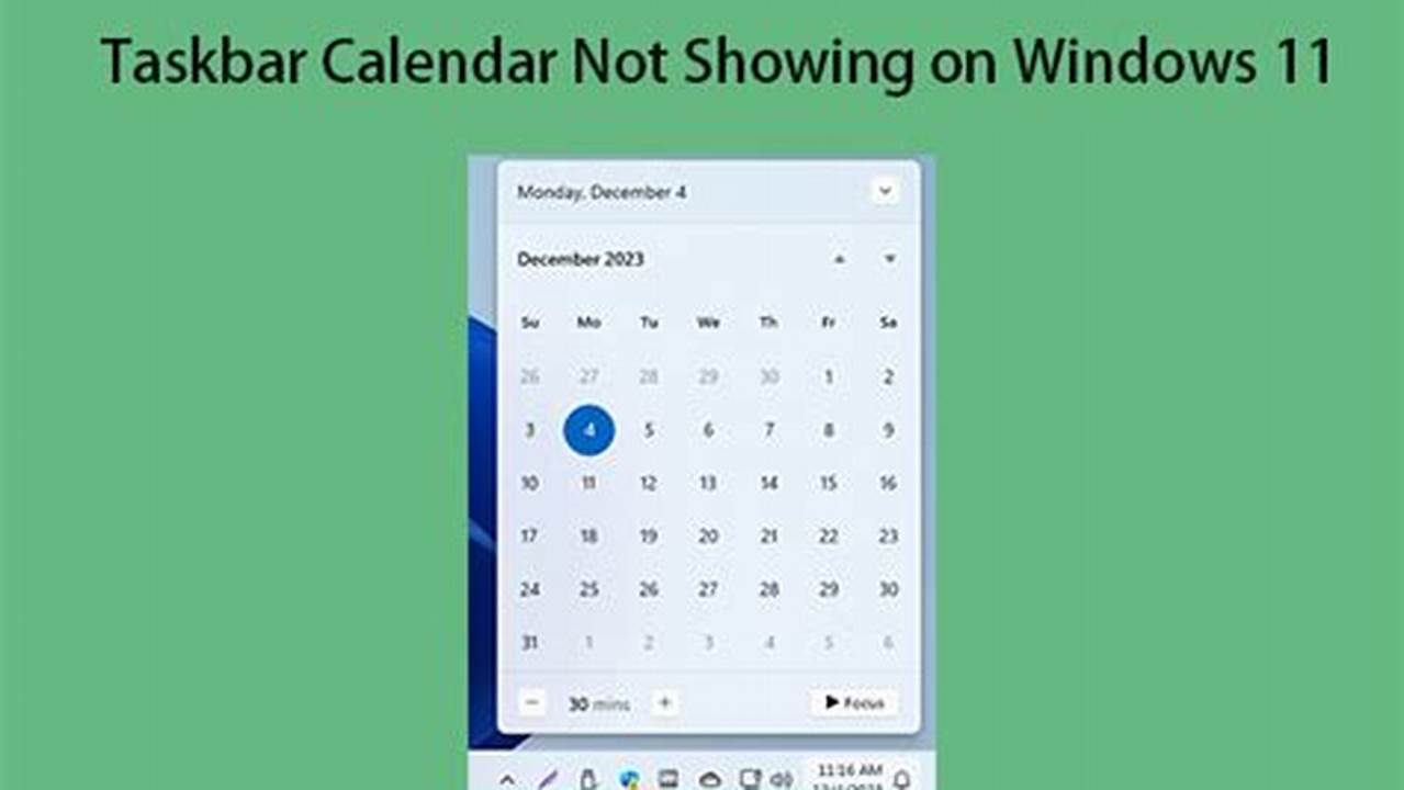 Windows 11 Taskbar Calendar Not Working