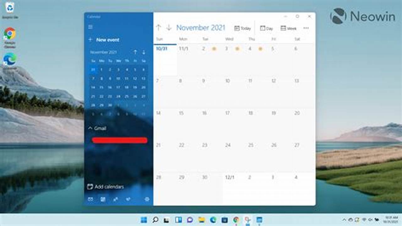 Windows Desktop Calendar Widget