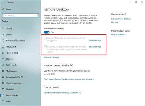 Windows 10 Remote Desktop connexion