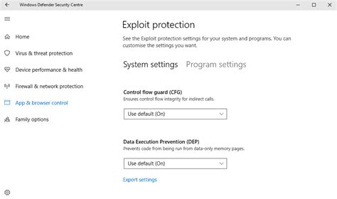 Windows 10 Windows Defender Exploit Guard
