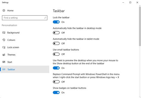 Windows 10 taskbar settings page walkthrough