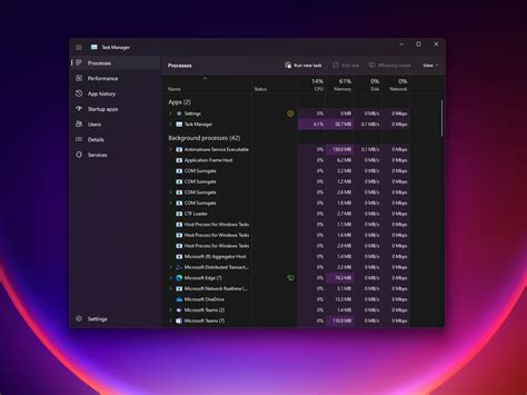 Windows 11 Task Manager with Dark Mode
