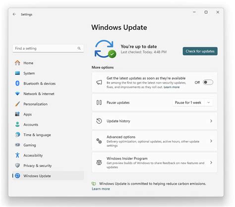 Menu Windows Update di Windows 10