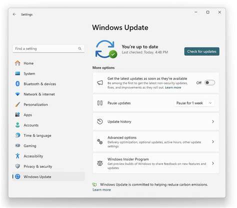 Menu Windows Update di Windows 10