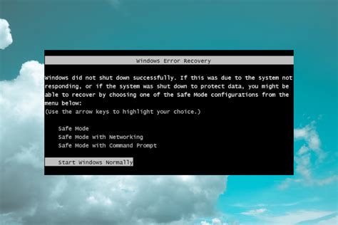 Tampilan Windows Error Recovery