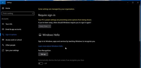 Windows Hello Requirements