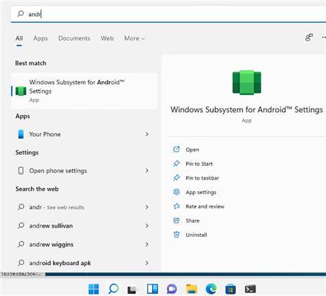 Pengaturan Windows Subsystem for Android