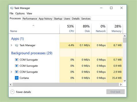 Tampilan Task Manager Windows