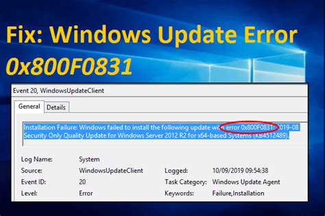 Windows update error 0x800f0831 solutions
