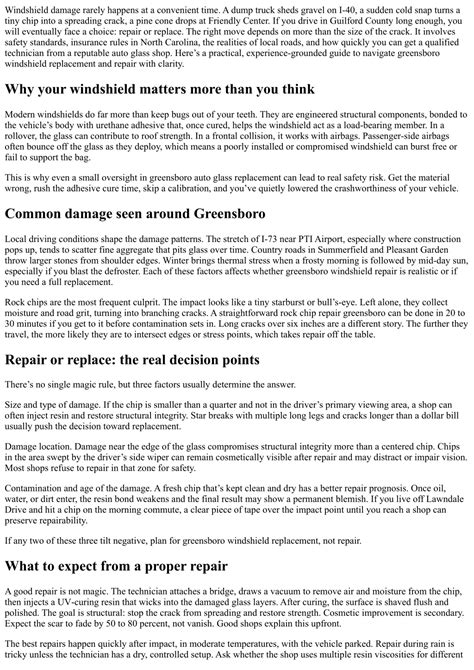 Windshield Damage Greensboro