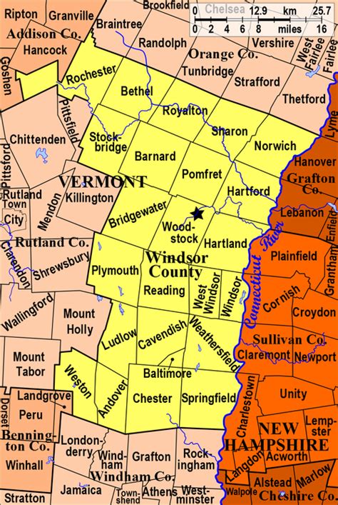 Windsor County, VT Zip Code Wall Map Basic Style by MarketMAPS MapSales