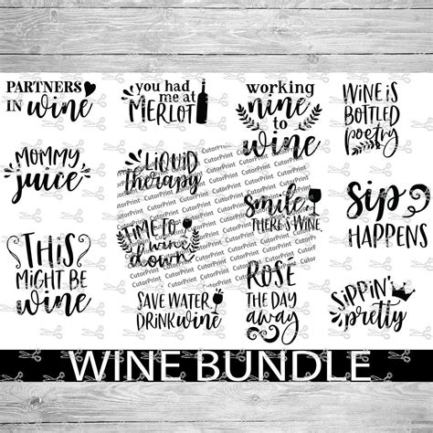 Download Wine Bundle SVG / Cut Files /... Cameo