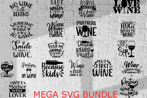 Download Wine Bundle SVG / Cut Files /... Silhouette Free PSD Mockups
