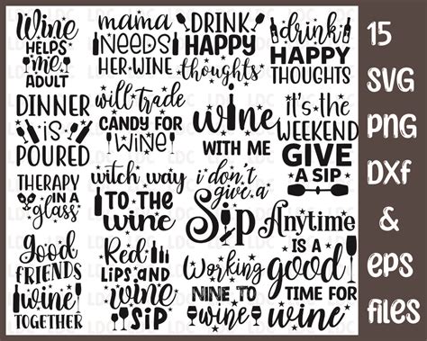 Download Wine Quotes Bundle Commercial Use DXF Files