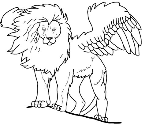 Winged Lion Coloring Page