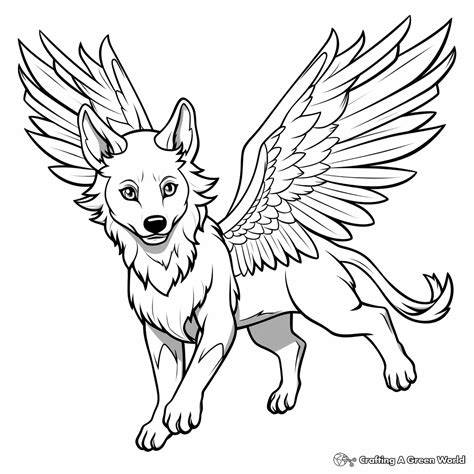 Winged Wolf Puppy Coloring Pages