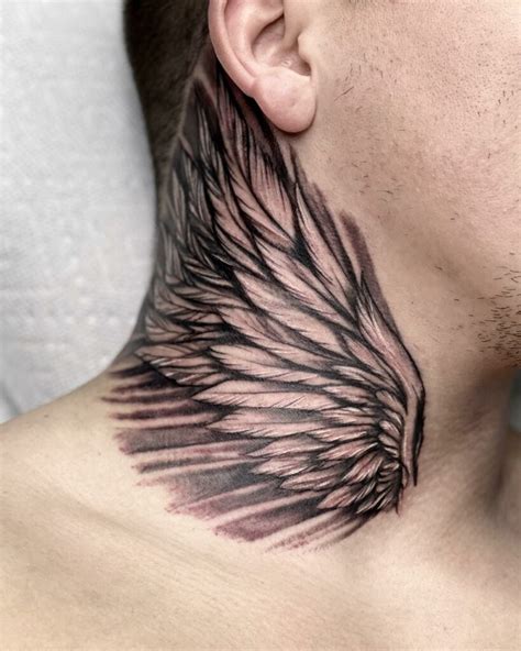 Wings Tattoo For Neck