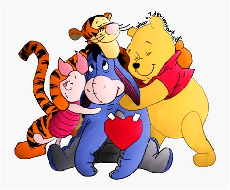 Winnie the Pooh and friends hugging