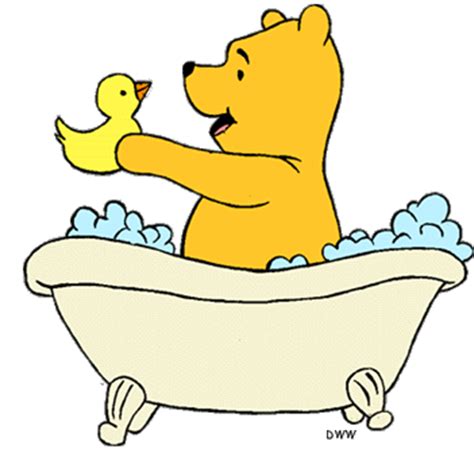 Winnie the Pooh taking a bath