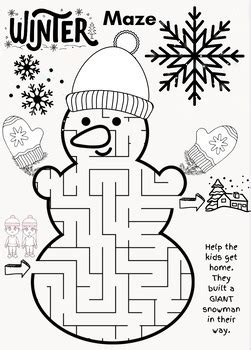 Winter Maze Coloring Pages