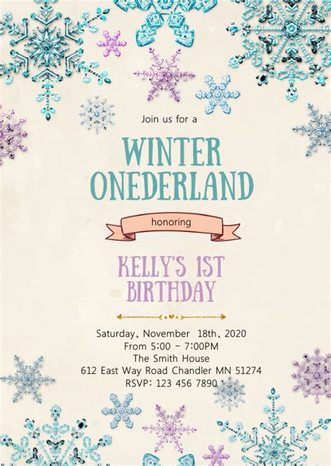 Winter Onederland Invitation Template Free