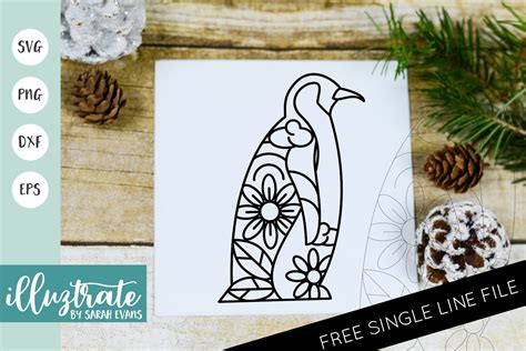 Download Winter Penguin Santa Mandala Cut Fil DXF Files