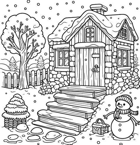 Winter Scene Coloring Page