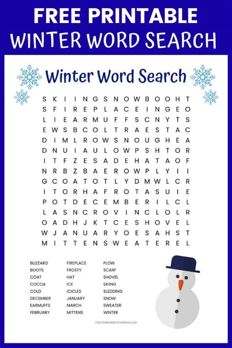 Winter Word Searches Free Printable