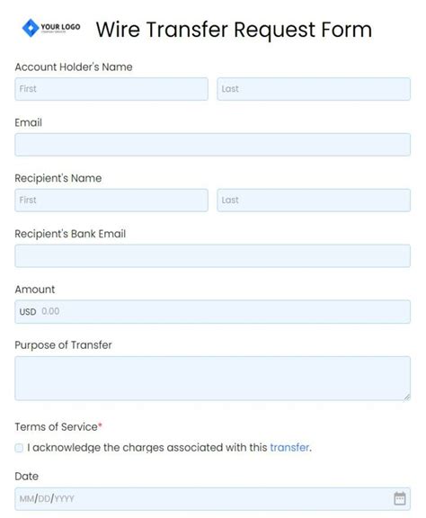 Wire Transfer Request Form Template Picture