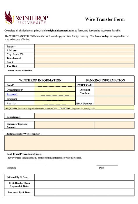 Wire Transfer Template