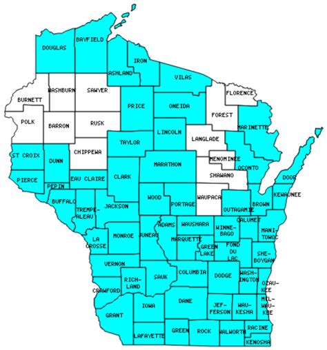 Wisconsin Map With County Lines