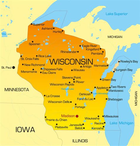 Wisconsin On The Map Of The Us