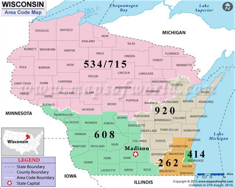 Wisconsin Area Codes All City Codes