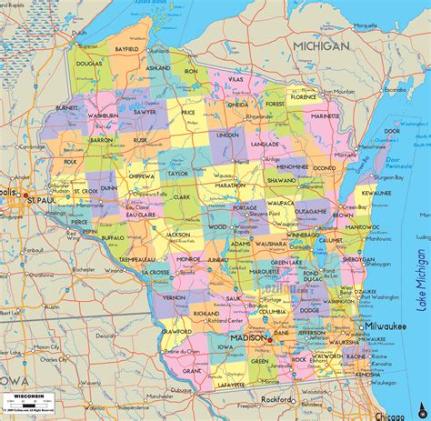 Detailed Map Of Wisconsin Cities