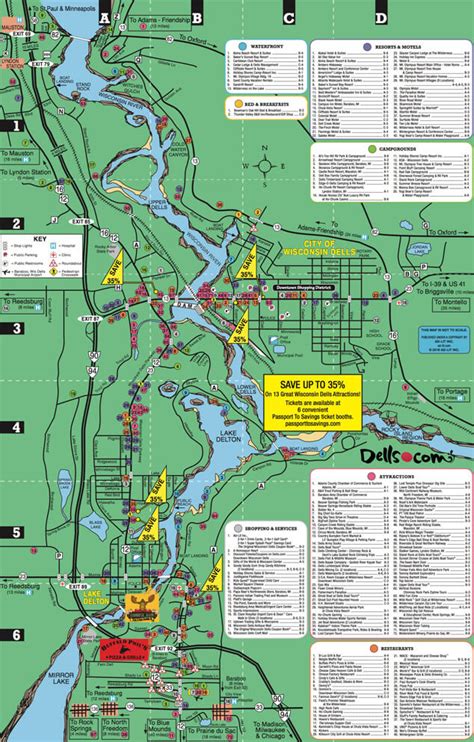 Wisconsin Dells Printable Tourist Map Sygic Travel
