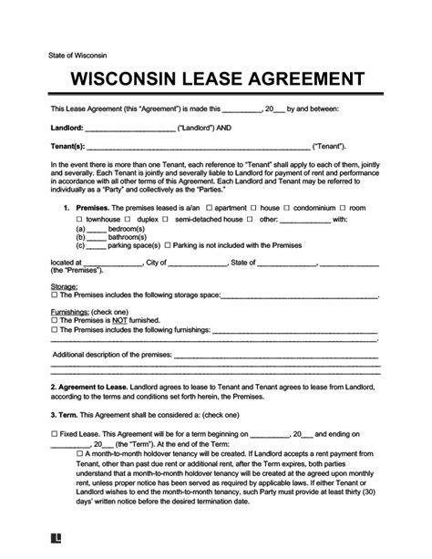 Wisconsin Lease Agreement Template