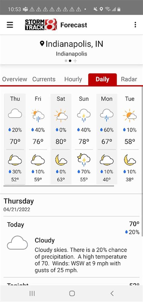 Wish TV Weather App for Android: Accurate Weather Forecasts and Real-Time Updates