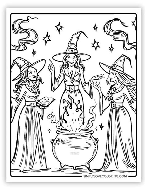 Witches Coloring Page