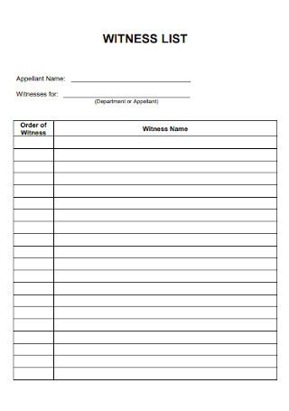 Witness And Exhibit List Sample