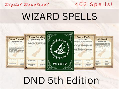 Wizard Dnd Spell Cards | Dnd Spellbook