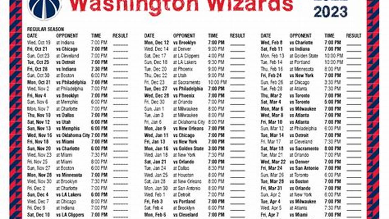Wizards 2024-24 Schedule