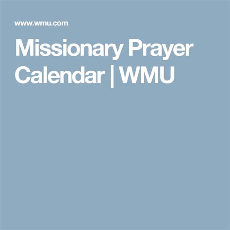 Wmu Prayer Calendar