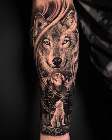 Wolf In The Moon Tattoo