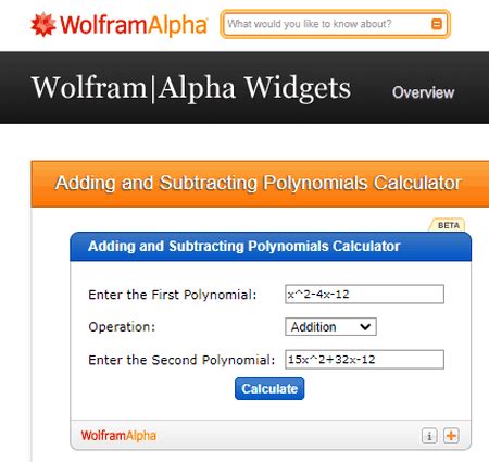 Wolfram Polynomial Calculator