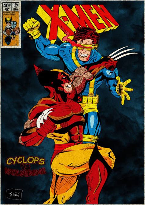 Wolverine and Cyclops fighting