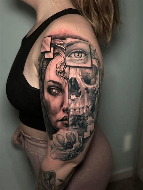 Woman And Skull Tattoo