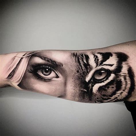 Woman And Tiger Tattoo